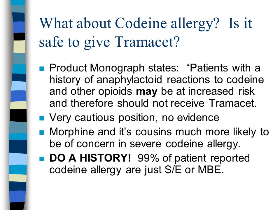 codeine allergy for hydromorphone